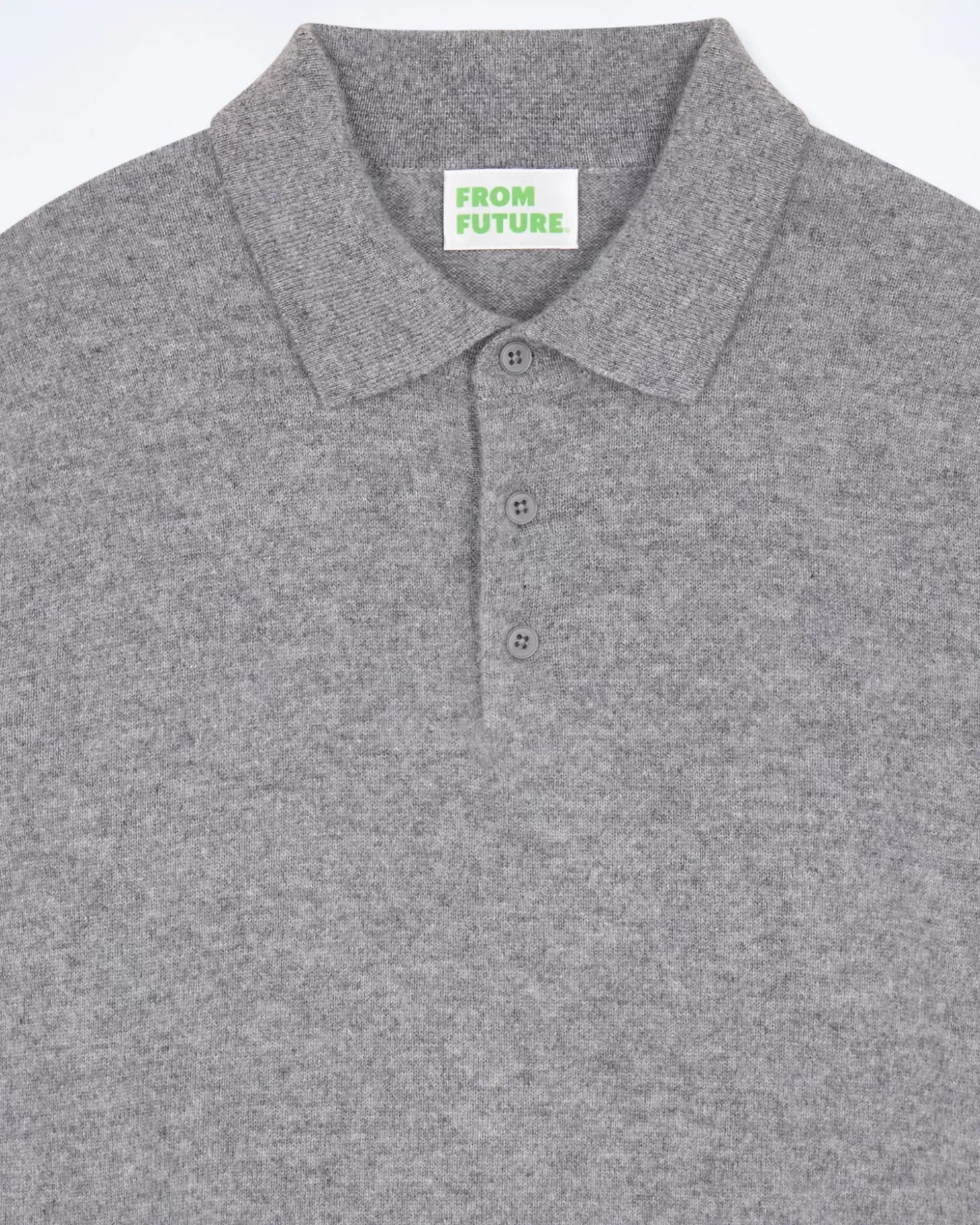 FROM FUTURE Basic Polo Neck Sweater Dark Heather Gray New